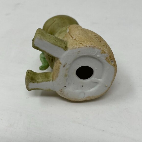 Vintage Ceramic Turtle Figurine Holding Green Worm Caterpillar Sitting Up Friend - Picture 5 of 7